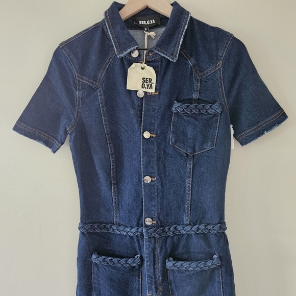 Ser.O.Ya Dark Wash Alice Denim Jumpsuit NWT - Picture 4 of 16
